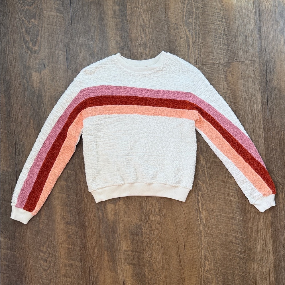 Faherty Women’s Vista Stripe French Terry Pullover Sweatshirt Size X-Small - Picture 2 of 10